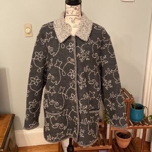 Geiger Boiled Wool Coat Embroidered Size 40